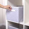 Gray Herringbone Canvas Storage Bin