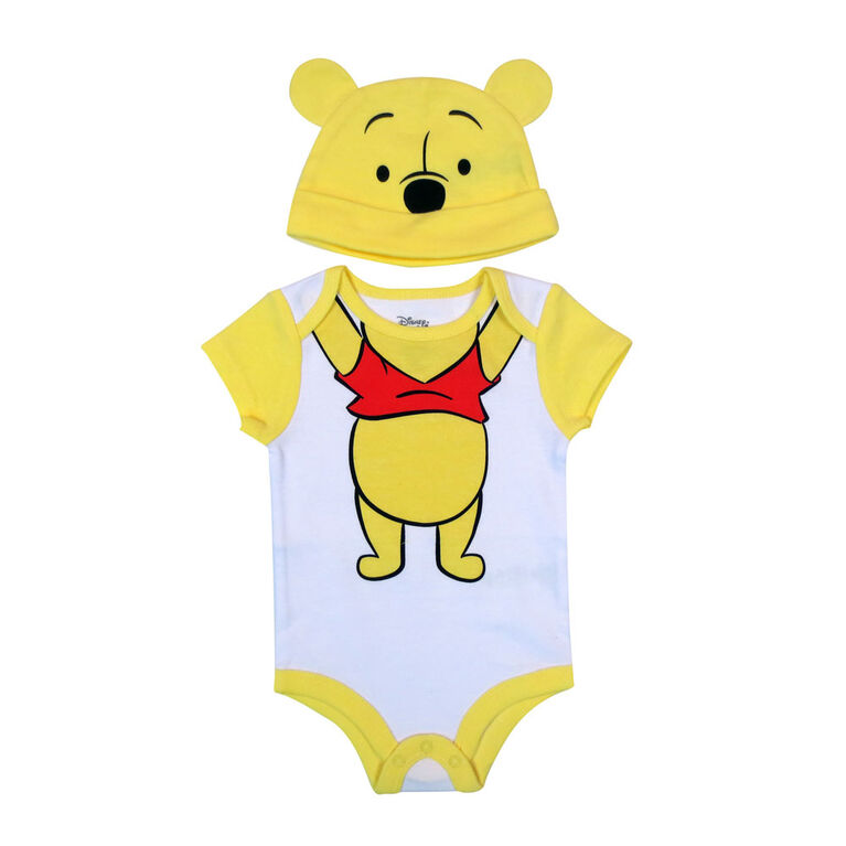 Disney Winnie the Pooh Bodysuit with Hat - Yellow, Newborn