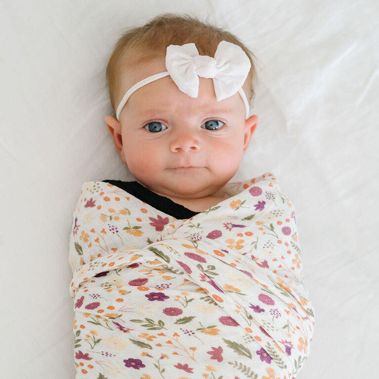 Red Rovr-Organic Cotton Muslin Swaddle Blanket - Mauve Meadow