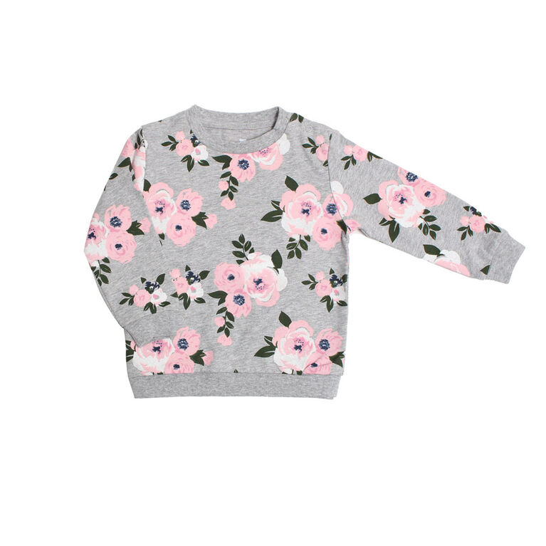 Koala Baby Girls Cotton French Terry Sweatshirt Grey Floral Print 3-6M