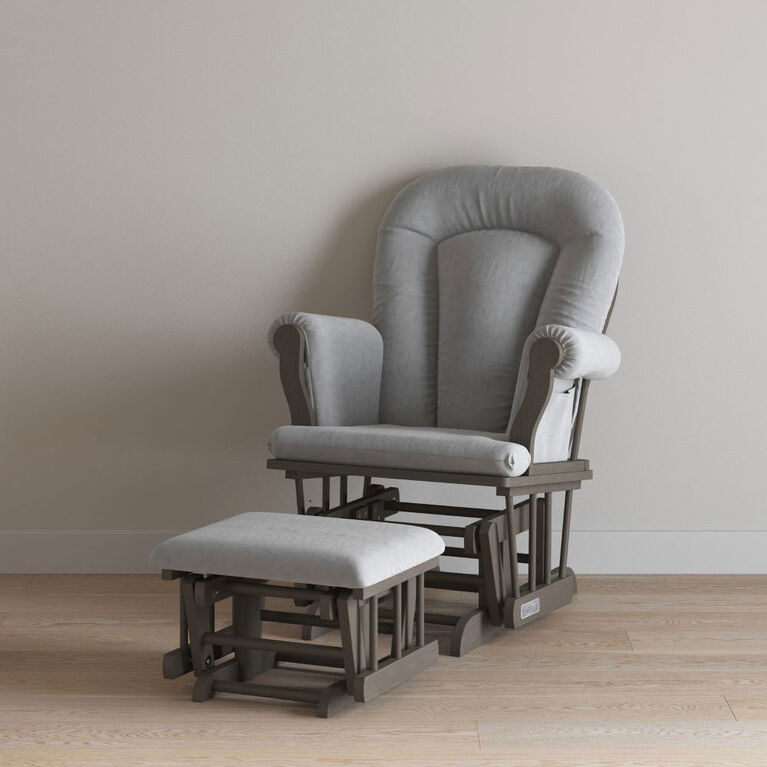 Cozy Glider & Ottoman Set, Dapper Gray