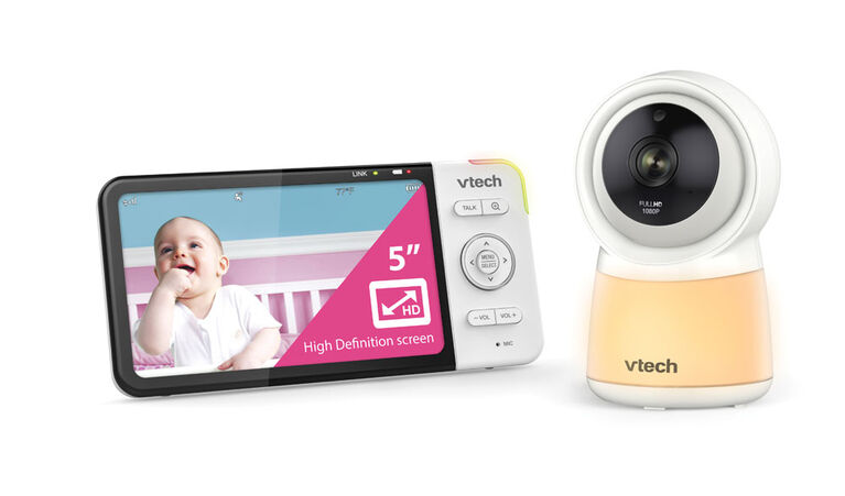 VTech RM5754HD Smart Wi-Fi Video Baby Monitor with 5 inch display and 1080p HD Camera, Built-in night light & 1 Camera, White - R Exclusive