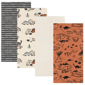 Gerber Childrenswear - Paquet de 4 couvertures de réception en flanelle - Dinosaure