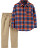 Carter's 2-Piece Plaid Button-Front Shirt & Khaki Pant Set - Red/Khaki, 9 Months