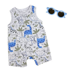 Combishort côtelé Mini Hop avec lunettes de soleil : Gris Dino