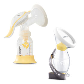Ensemble de tire-lait manuel Medela - Parfait Duo, comprenant le tire-lait manuel Harmony et le Recueil-lait Maternel en Silicone.