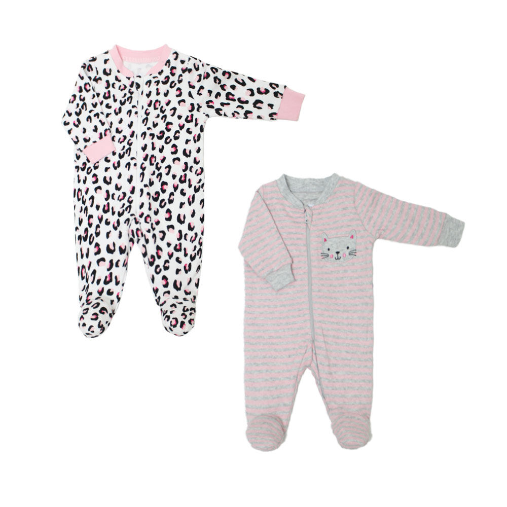 Koala Baby Girls 2 Pack Sleeper Leopard Pink Newborn