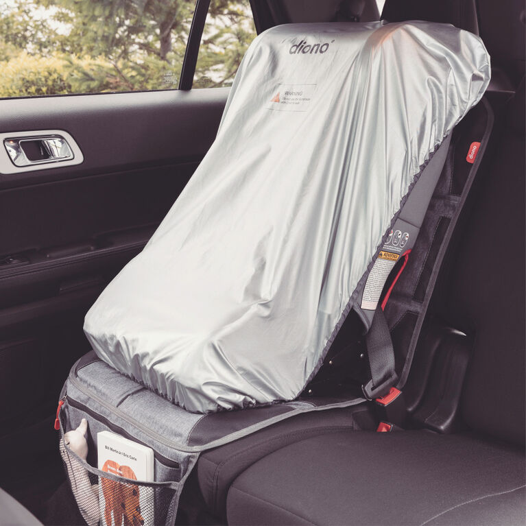 Diono Ultra Mat Deluxe Full Size Car Seat Protector with Integrated Heatshield, Crash Tested With Premium Ultra Thick Padding For Durable, Water Resistant Protection, Includes 3 Mesh Storage Pockets