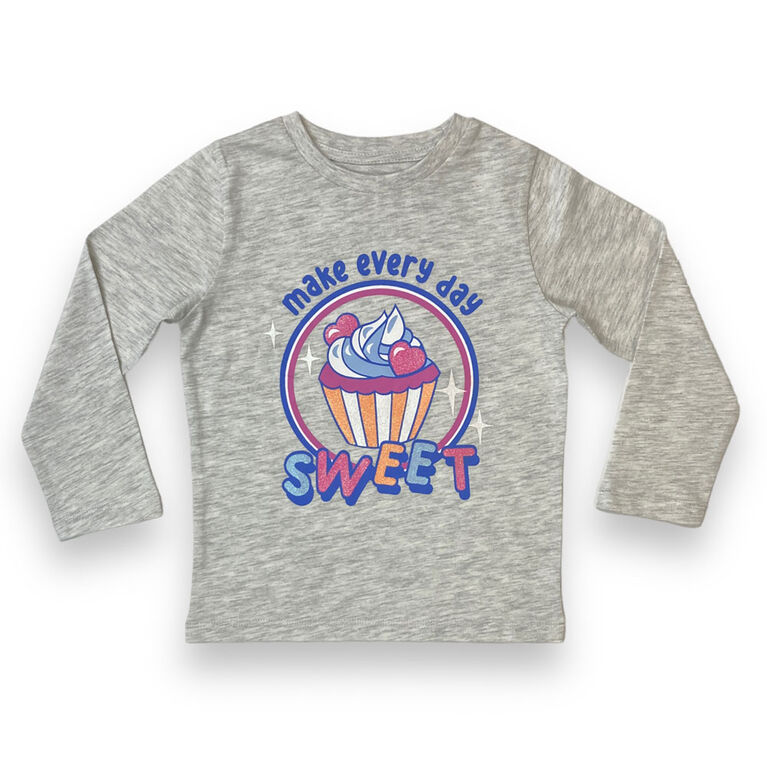 Make Everything Sweet Long Sleeve Tee - Grey Mix - 2T
