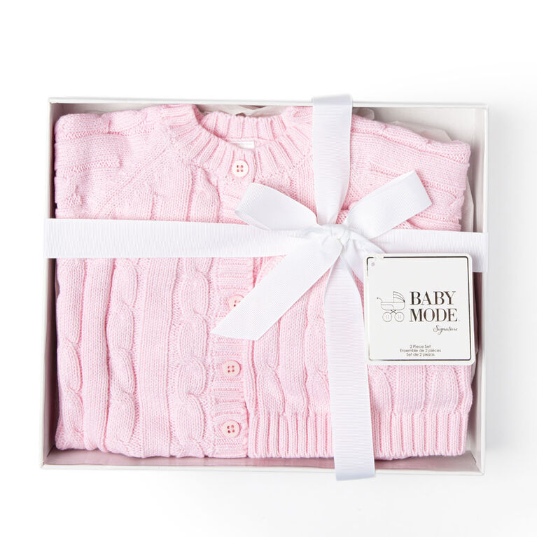 Ensemble cardigan et bonnet deux pièces Baby Mode Signature