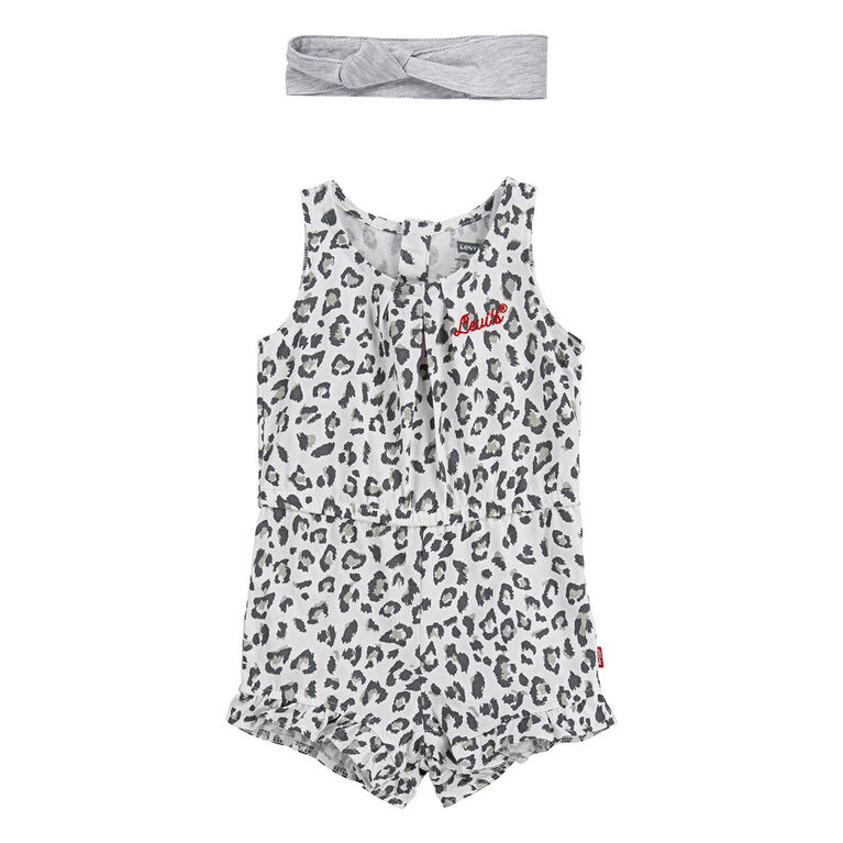 Levis Romper with Headband - White, 12 months