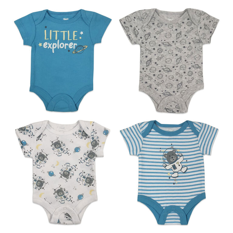 Koala Baby 4-Pack Bodysuit - Blue, Newborn