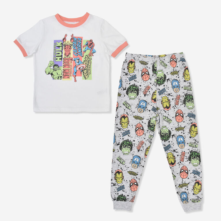 Avengers 2 Piece PJ Set White 4/5