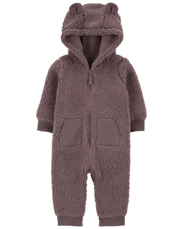 Carter's Bear Sherpa Jumpsuit Brown  3M