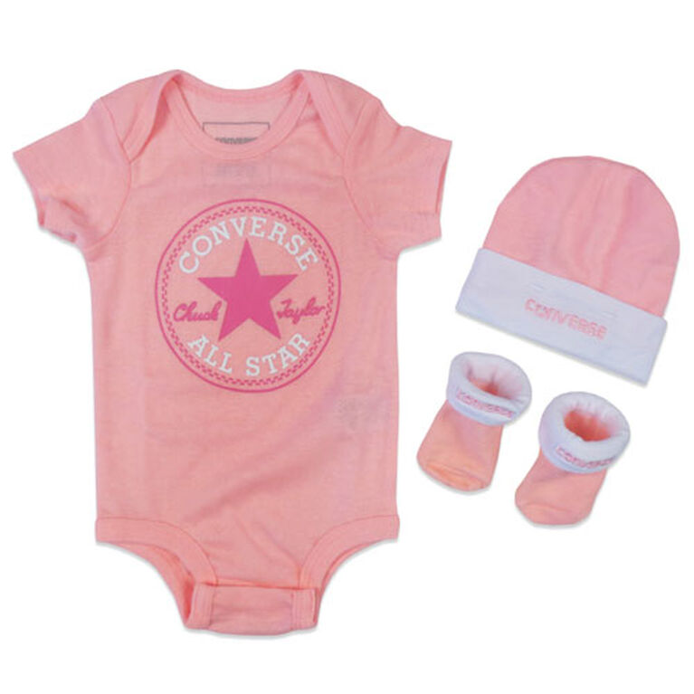 Converse 3-Piece Creeper Set - Pink, 0/6 Months