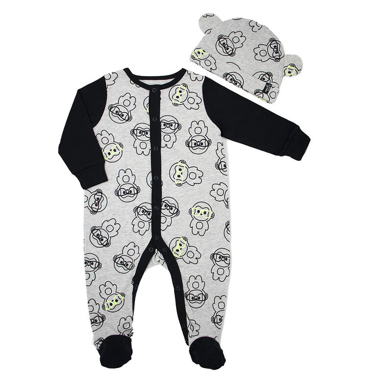 Mini Heroes 2pc Romper Set - Grey - NB