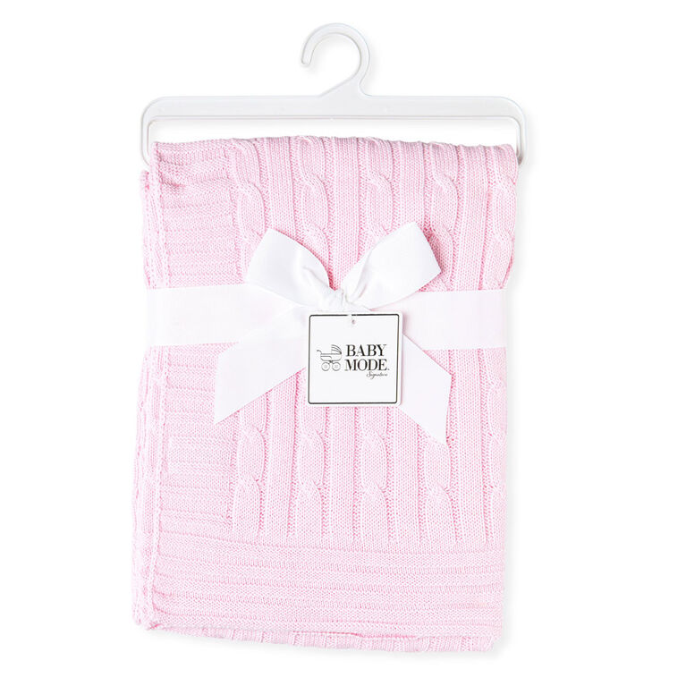 Baby Mode Signature rose classique c&acirc;ble tricot Couverture