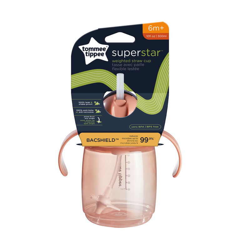 Gobelet à paille lestée Superstar de Tommee Tippee (6m+, 10 oz, rose)