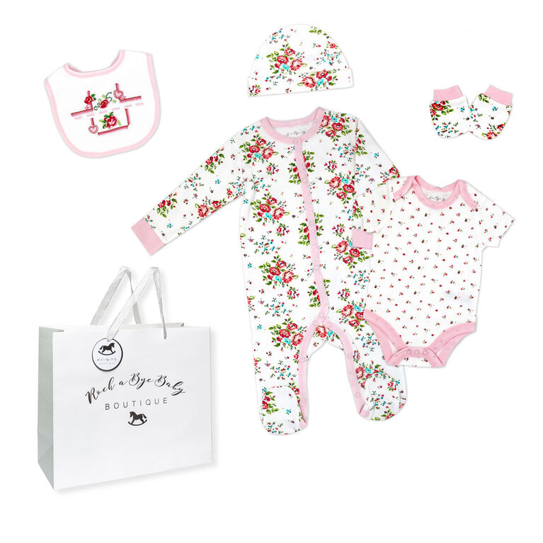 Rock a Bye Baby ensemble de sacs-cadeaux Layette &agrave; broderie rose NB