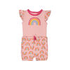 Snugabye Girls - Fooler Romper W/Ruffle Sleeves - Rainbow Pink 9-12 Months