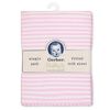 Drap-housse de berceau biologique Gerber, rayures roses/blanches.