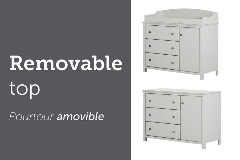 South Shore, Changing Table with Removable Changing Station - Soft Gray