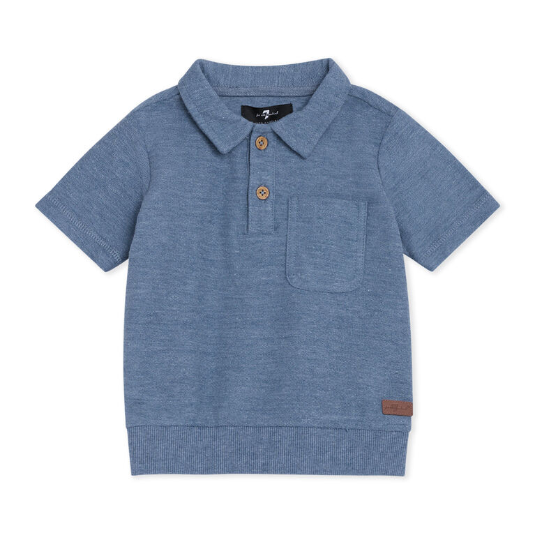 7 For All Mankind Ensemble Short En Jean Tricot&eacute; 2 Pi&egrave;ces, Bleu Marine 18M