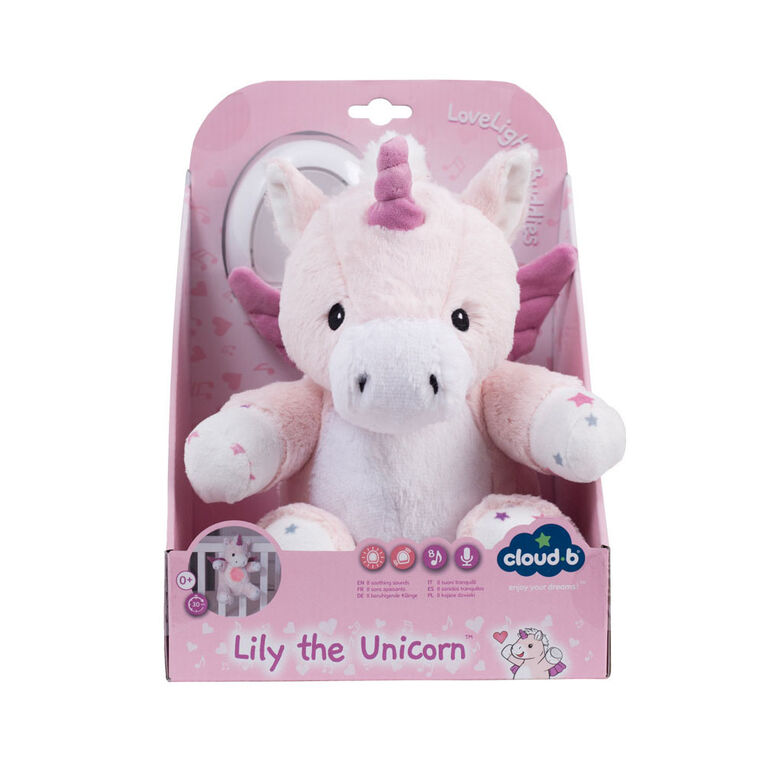 Love Light Buddies Lily The Unicorn de Cloud b Licorne en Peluche avec Musiques et Projections Lumineuses