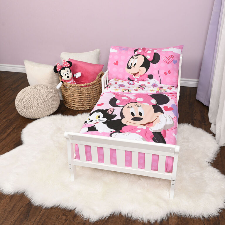 Ensemble de 3 pièces de literie Minnie Mouse de Disney pour lit de  tout-petit avec couette réversible, drap-housse et taie d'oreiller par  Nemcor