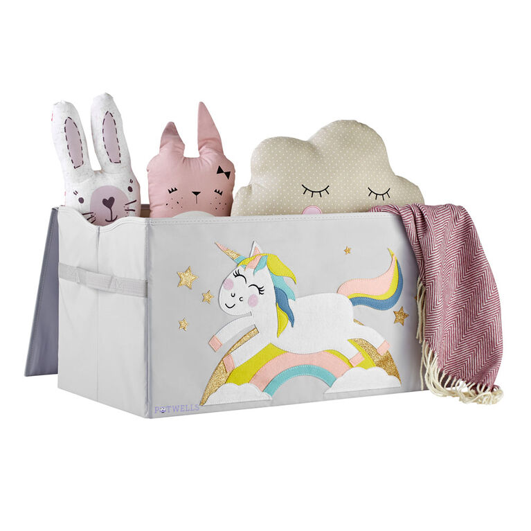 Potwells - Organisateur de coffre / coffre de rangement de jouets pour bébés et tout-petits - Licorne