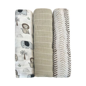 Koala Baby - 3 Pk Safari Trail Muslin Swaddle