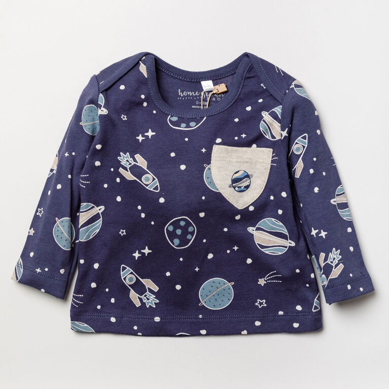 Home Grown Baby 3 Piece Jogger Set: Navy Space