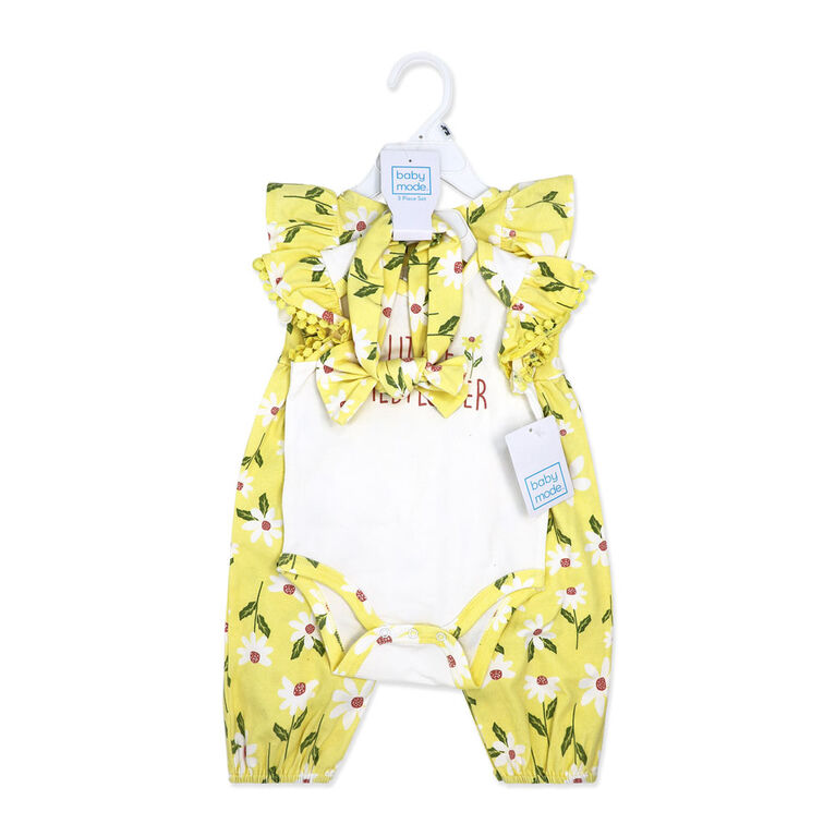 Baby Mode 3 Piece Coverall Set: Little Wildflower