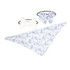 Amor Bebe 3 Piece Muslin Reversible Bib with 2 Headbands Set: White Floral