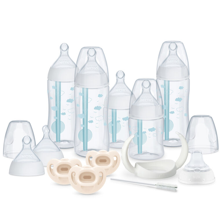 Coffret cadeau pour nourrisson Smooth Flow Pro de NUK avec biberon anticolique et sucette, 14PC