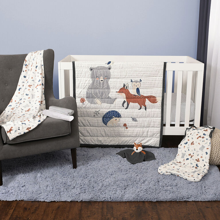 Baby's First by Nemcor 8 Piece Nursery Crib Bedding Set, Forest Adventures