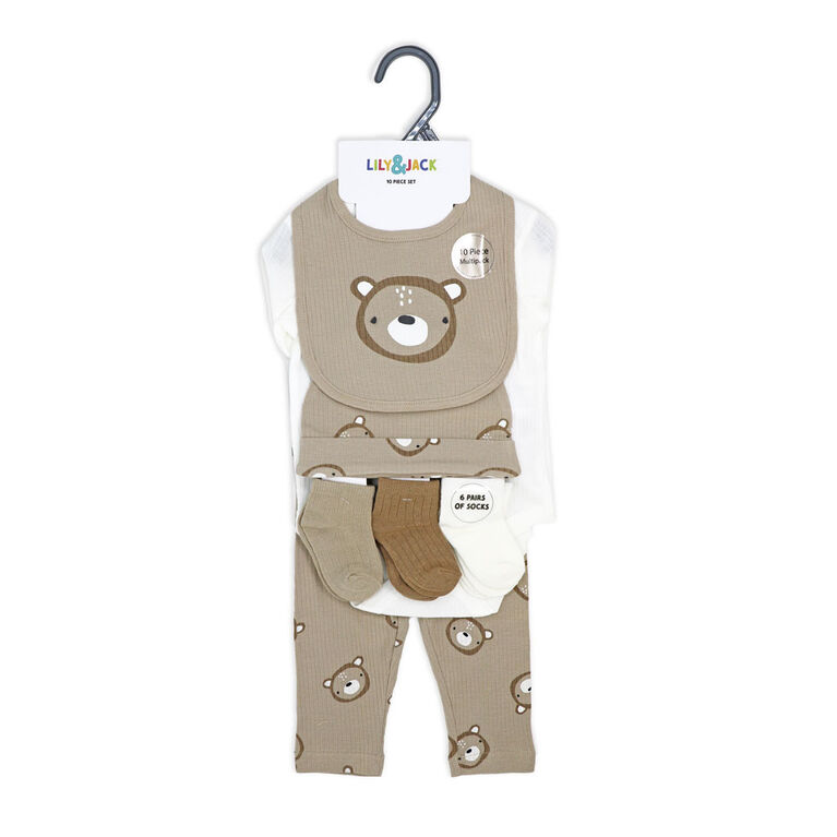 Lily & Jack Neutral 10 Piece Sets: Beige Bear  NB