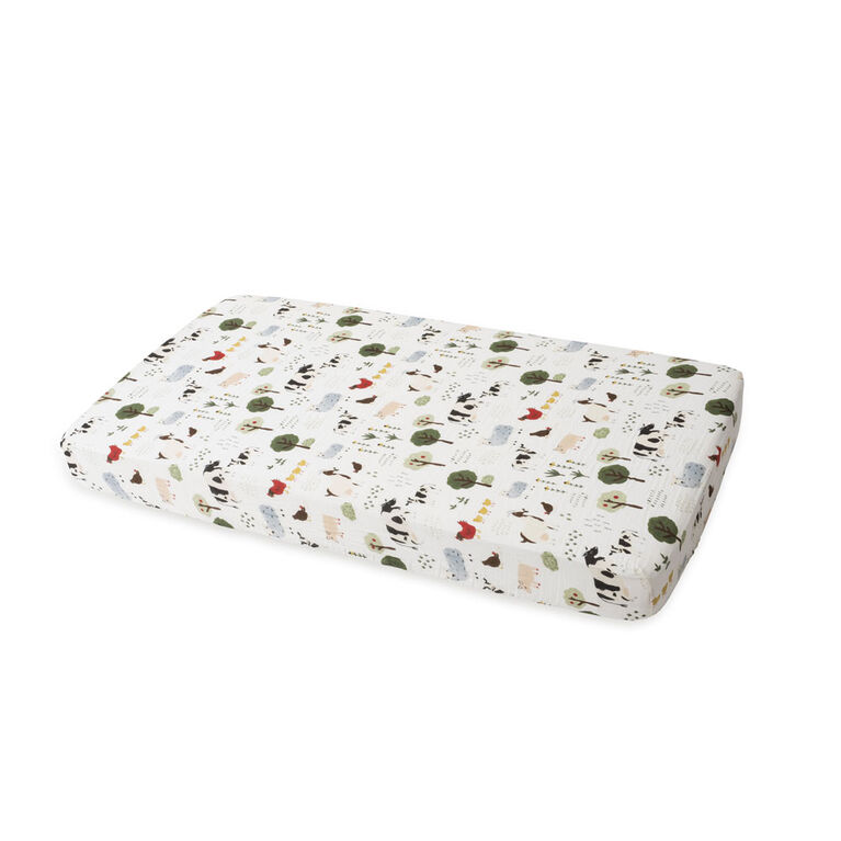 Red Rover - Cotton Muslin Crib Sheet - Family Farm - R Exclusive