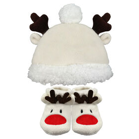 Chloe + Ethan - Hat and Booties Set, Reindeer, 6-12M