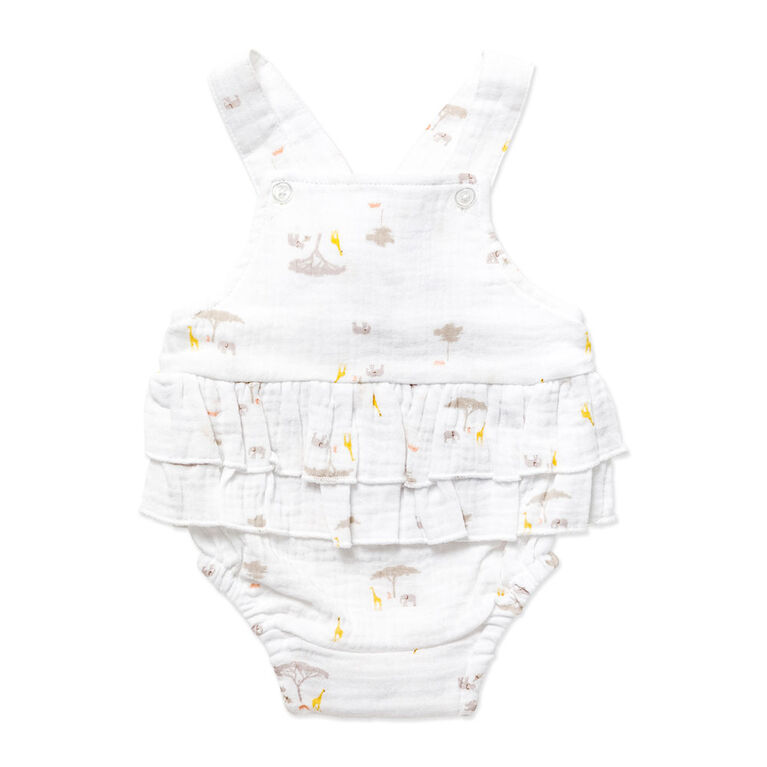 Rock a Bye Baby 2 Piece Dungaree Set: White 3-6M