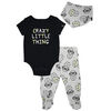 Mini Heroes 3pc Bodysuit -Black/Grey  - 6M