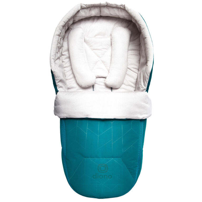 Diono Newborn Pod Stroller Footmuff For Baby, Head Body Support With Temperature Control Inside, Weatherproof, Water Resistant Lining, Universal Fit, Blue Turquoise