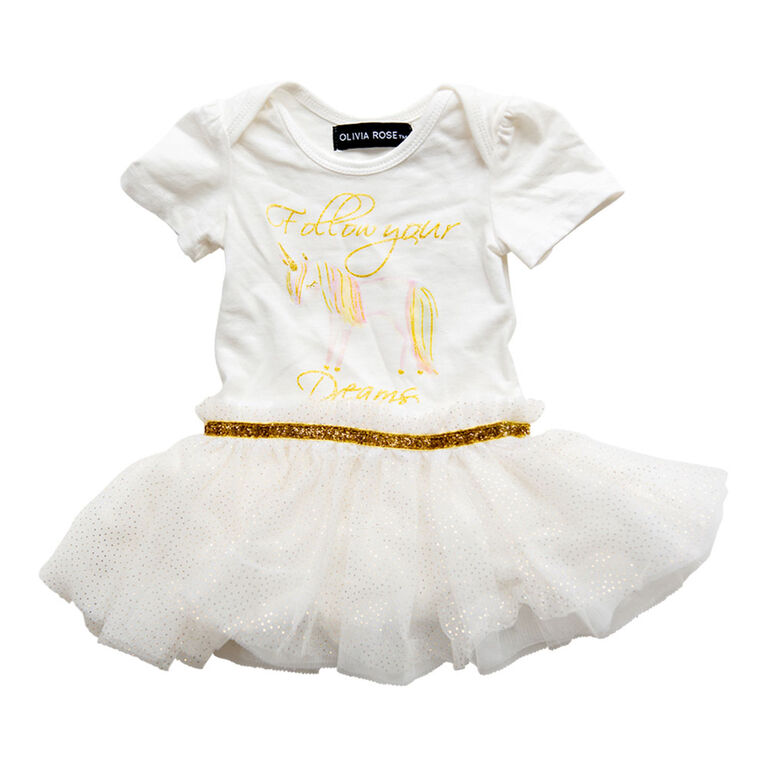 Olivia Rose Short Sleeve Unicorn Print Tutu Dress White 6 9 Months Babies R Us Canada