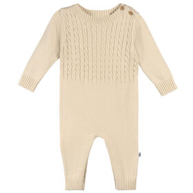Just Born - Sweater Knit Long Leg Romper - Tan