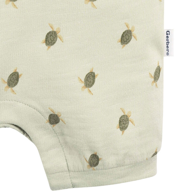 Gerber Childrenswear - Short Sleeve Collar Romper - Turtle - 3-6M