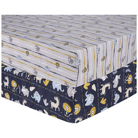 Ensemble de 2 draps-housses en microfibre pour lit de b&eacute;b&eacute; Sammy & Lou - Zambie