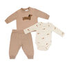 Baby Mode 3 Piece Fleece Jogger Set:Brown Dog 3M