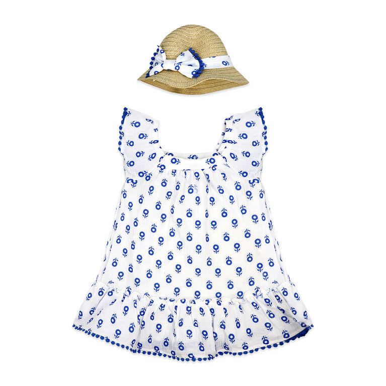 Ensemble de robe 2 pièces Baby Mode : bleu floral 12 mois