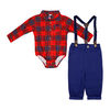 Little Gent Ensemble de bretelles à carreaux rouges 12 mois