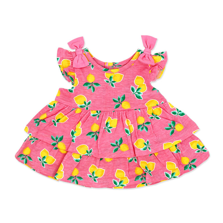 Robe à volants en popeline 2 pièces Sterling : rose citron